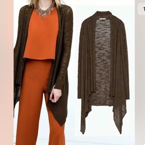 NWT ZARA KNITTED WRAP DRAPE WATERFALL CARDIGAN